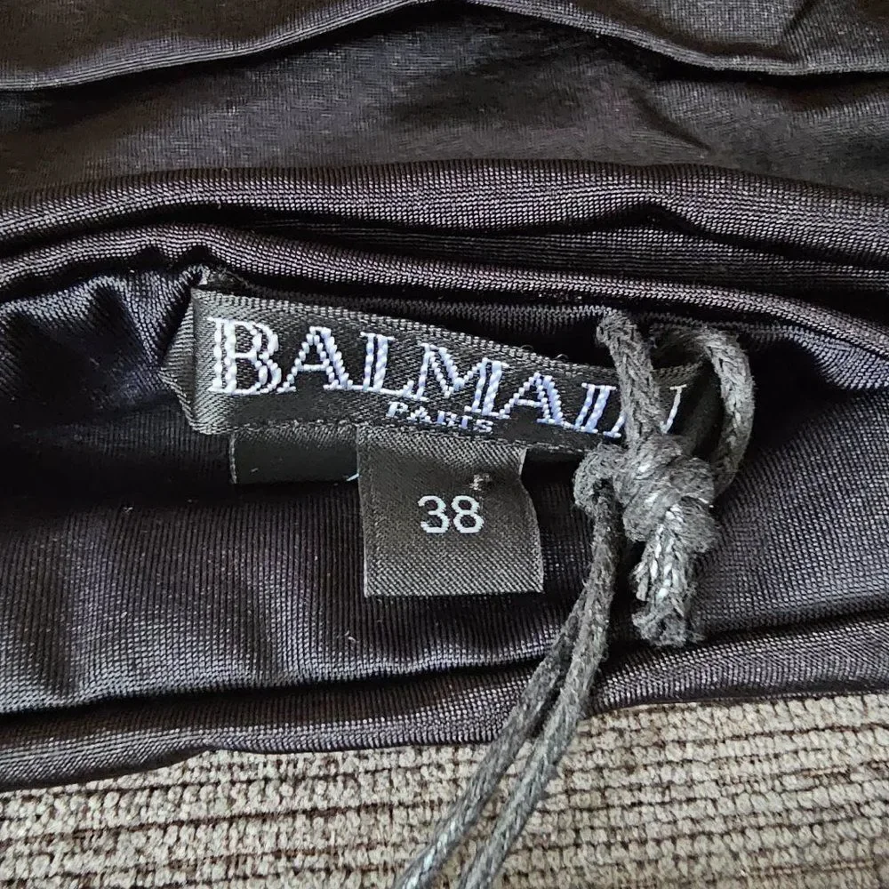 Balmain Paris Women's Black Beachwear Top High Waist Bottom Bikini Size 38